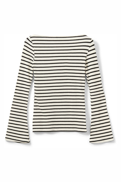 CECESW BOAT-NECK LONG-SLEEVE T 0139 White Black striped - S261240 Thumbnail
