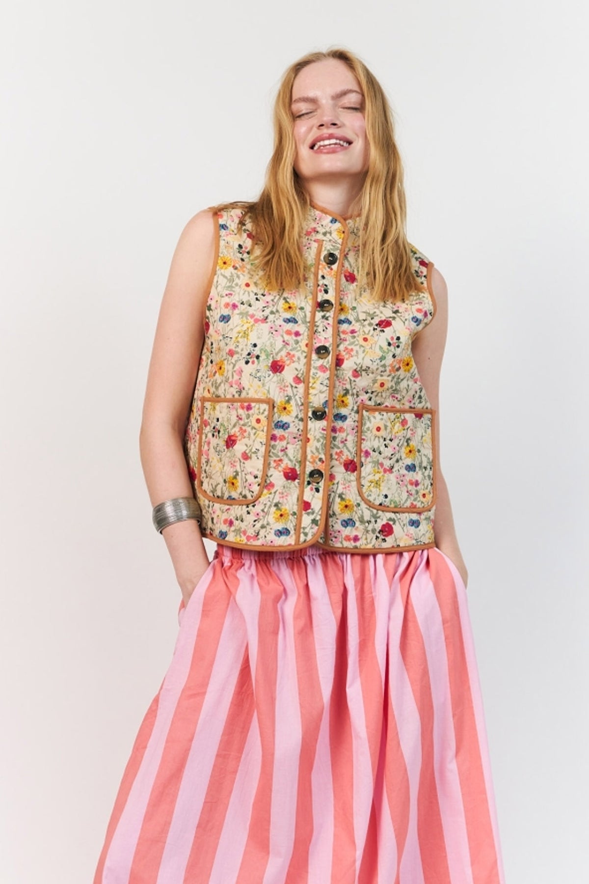 Cairoll Quilted Vest Flower Print - 26241-1010