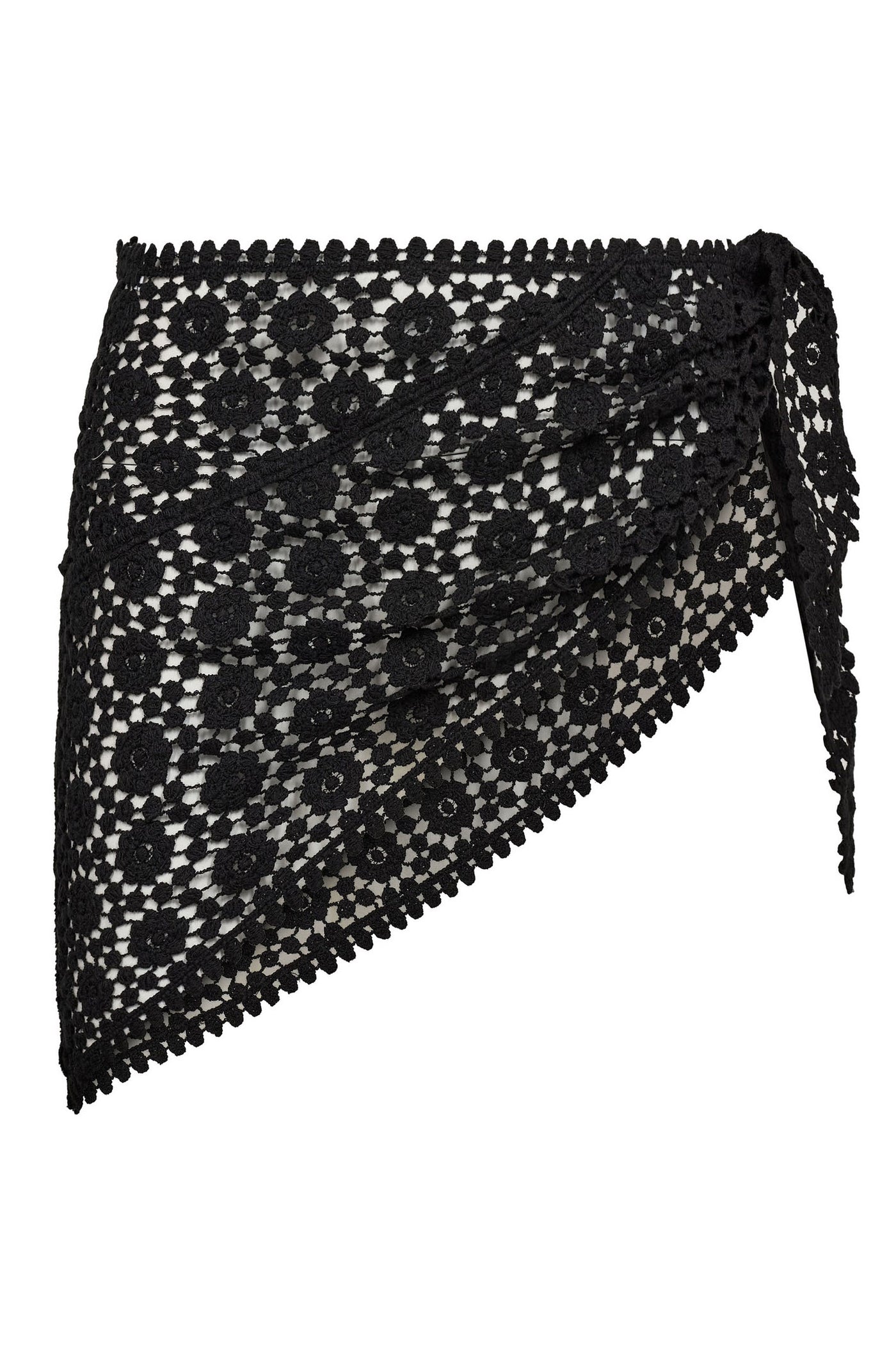 CalinCC Crochet Scarf Skirt 96-Black - 49083