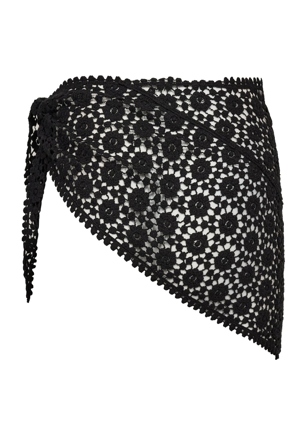 CalinCC Crochet Scarf Skirt 96-Black - 49083