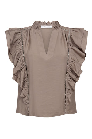 CallumCC Lace Frill V-Top 2006-Taupe - 45172