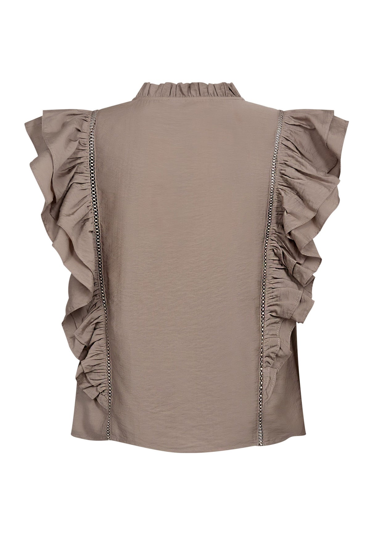 CallumCC Lace Frill V-Top 2006-Taupe - 45172