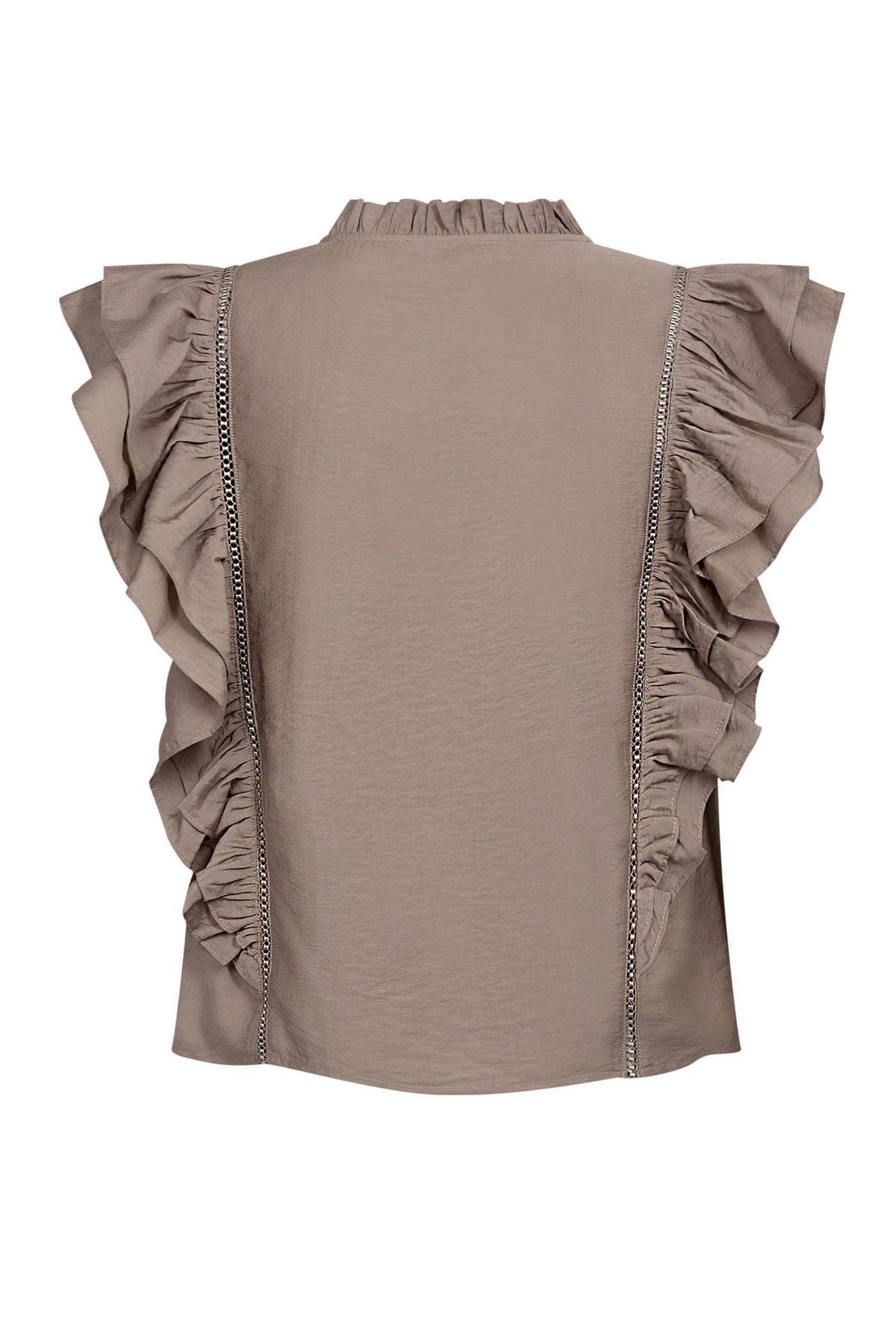 CallumCC Lace Frill V-Top 2006-Taupe - 45172
