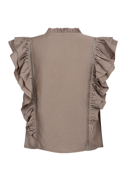 CallumCC Lace Frill V-Top 2006-Taupe - 45172 Thumbnail