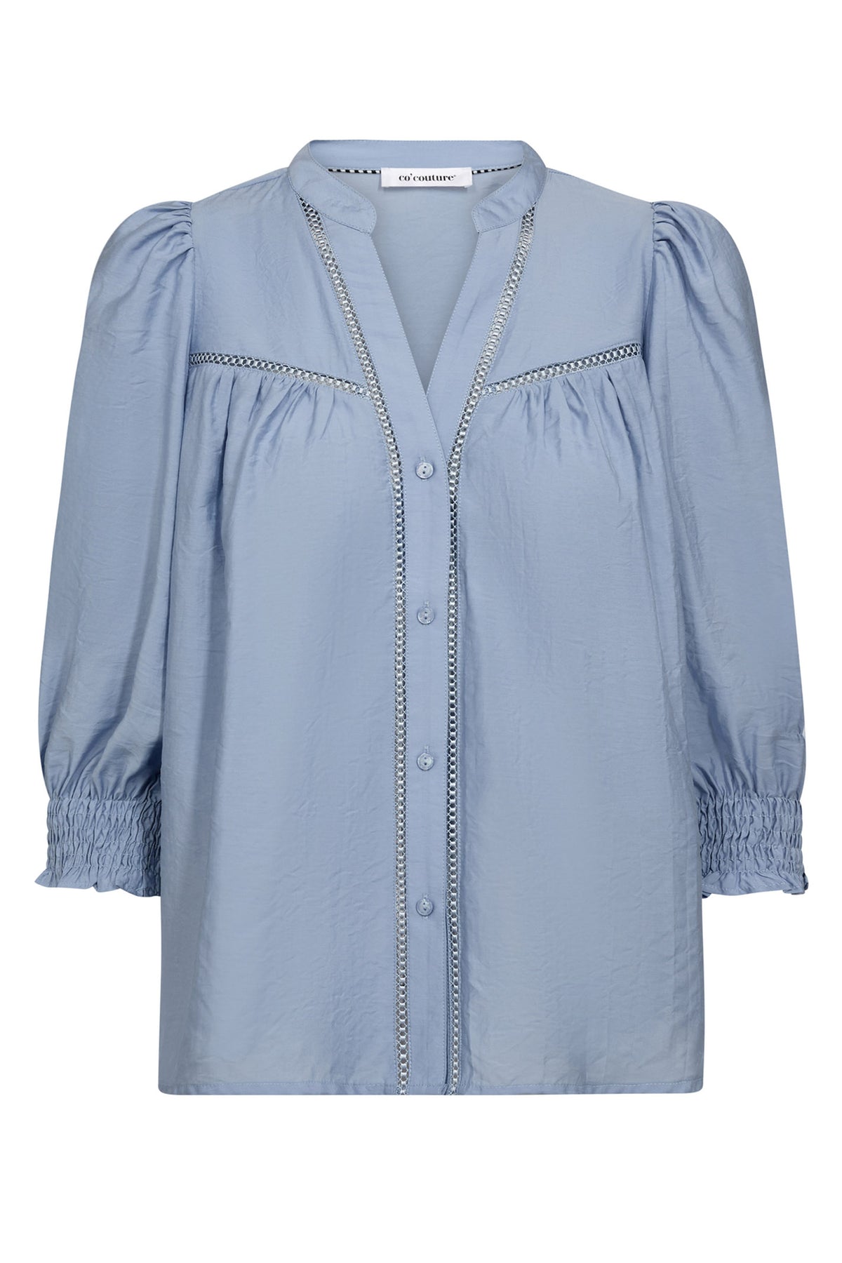 CallumCC Lace Puff V-Shirt 23-Pale Blue - 45173