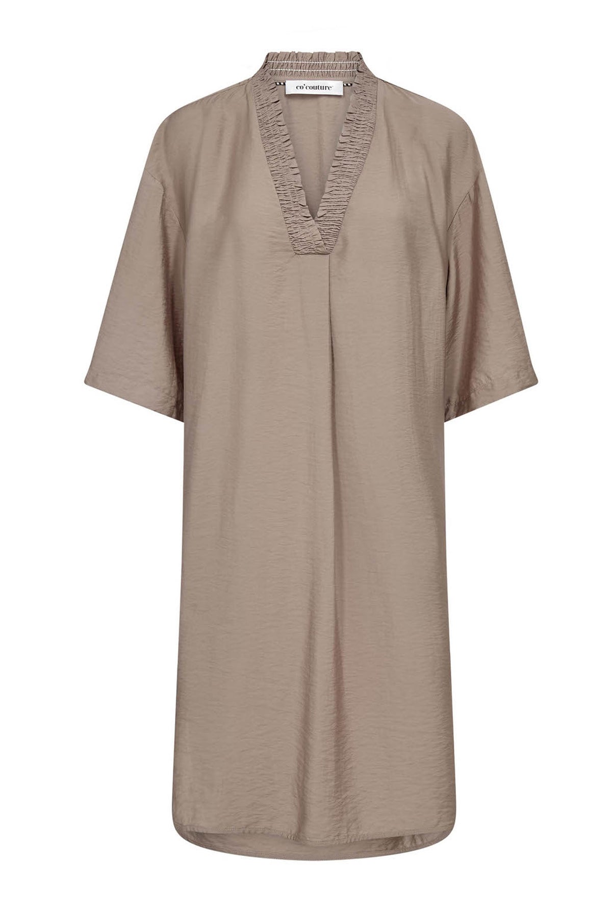 CallumCC Pleat Tunic V-Dress 2006-Taupe - 46084