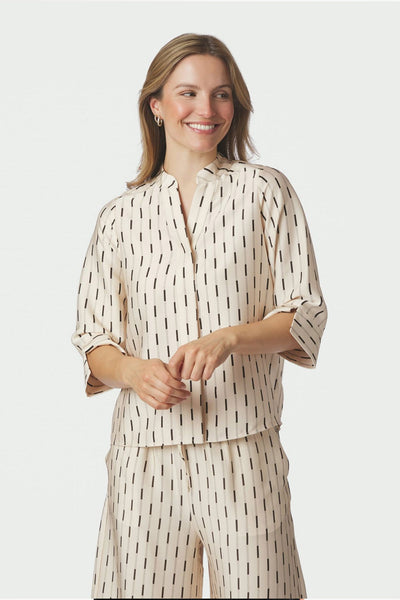 Camile Print Blouse Creme - 169302 Thumbnail