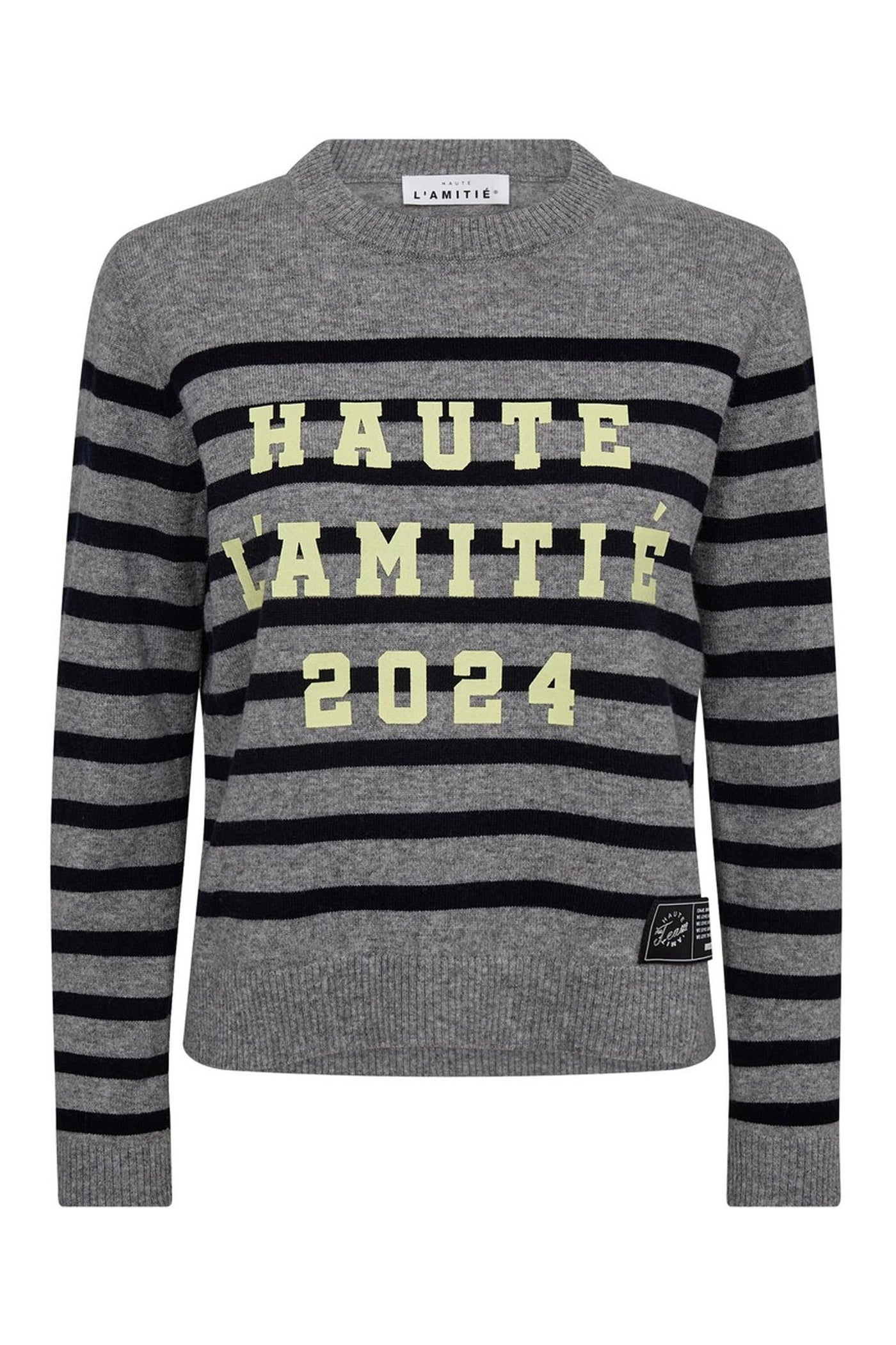 Cash LS Stripe Logo Knit Light Grey Melange - HL10261