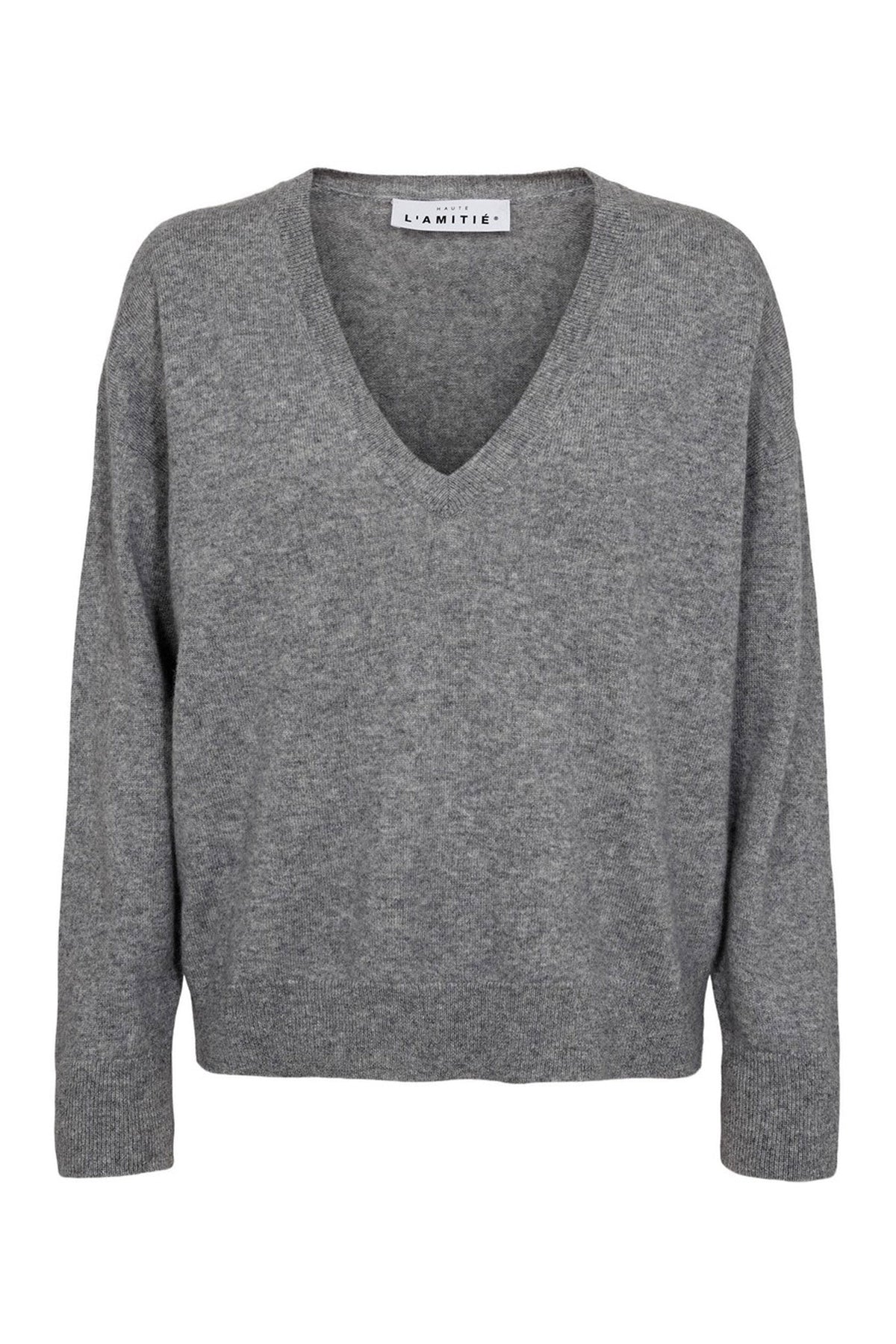 Cash V-Neck Light Grey Melange - HL10196