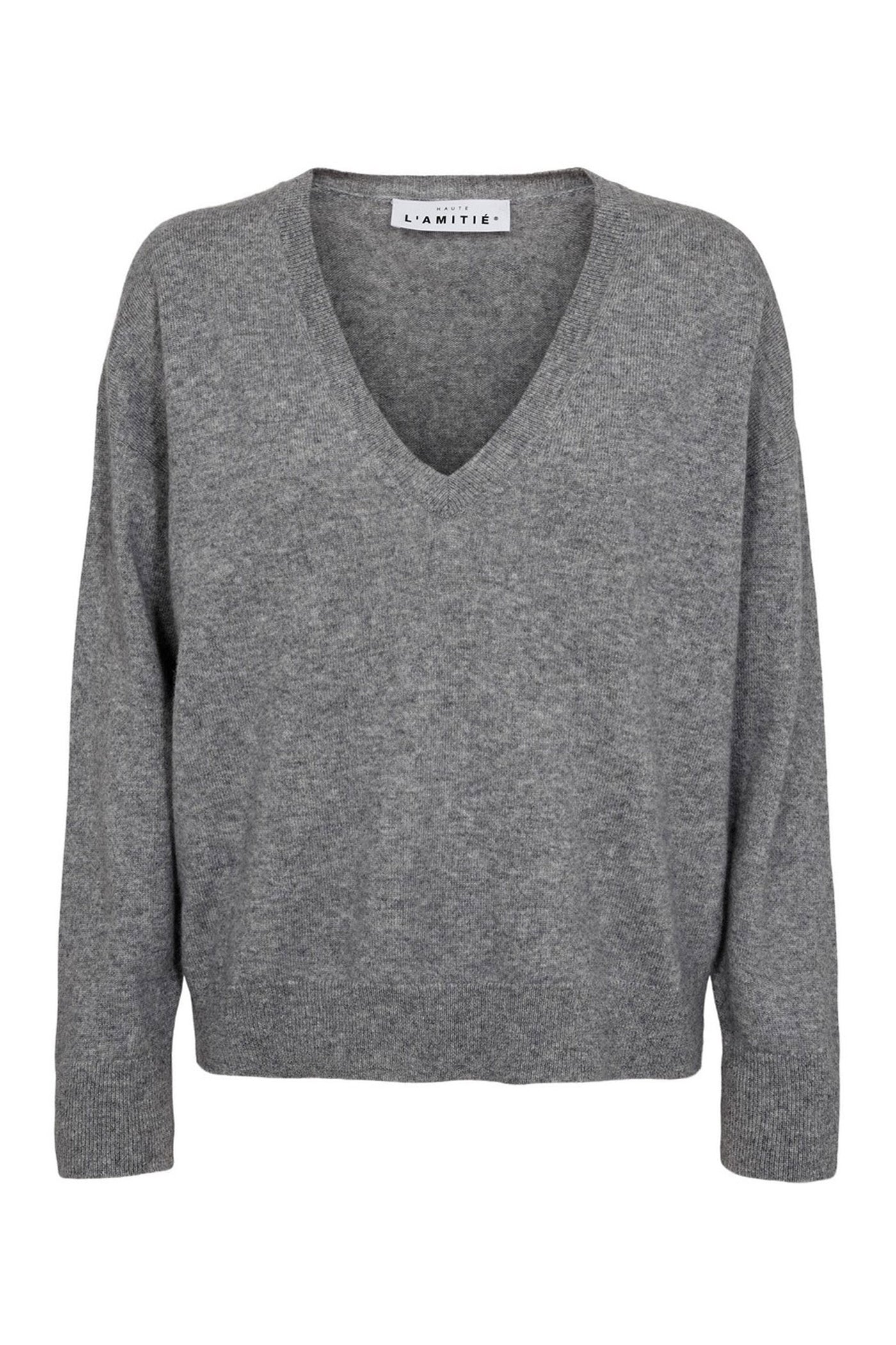 Cash V-Neck Light Grey Melange - HL10196