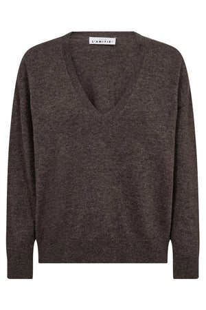 Cash V-Neck Mocca Melange - HL10196