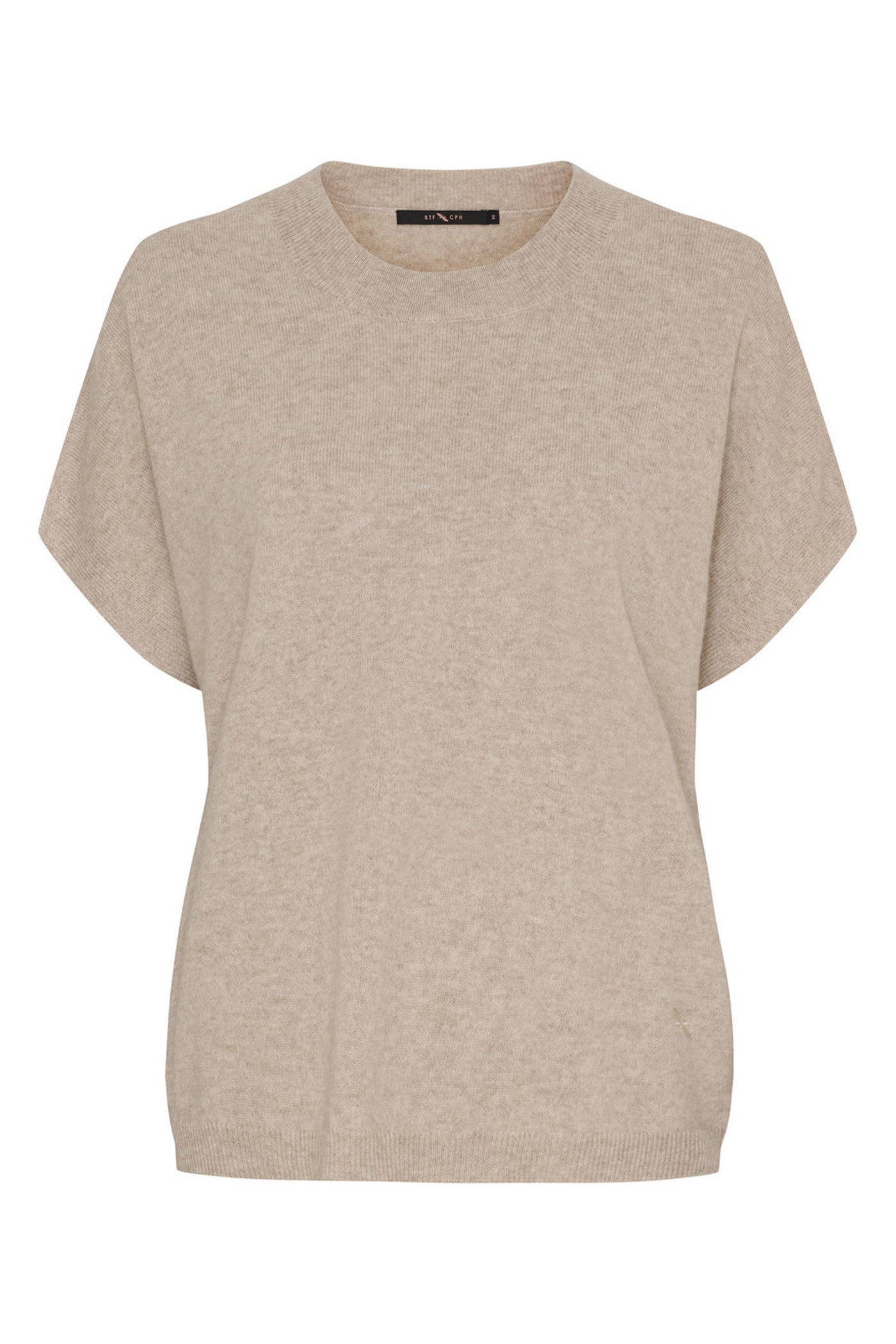 Cashmere Knit w. Short Sleeves Cream Melange - 500085