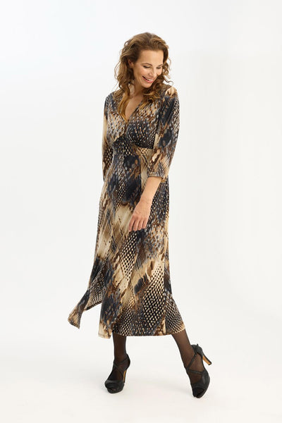 Cassis dress 3/4 sleeves Brown - 16937 Thumbnail