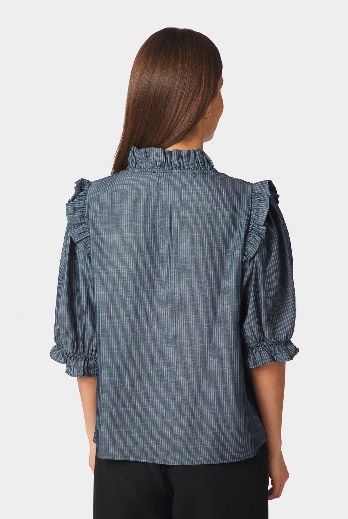 Chacha Chambray Stripe Blouse DARK BLUE - 169737