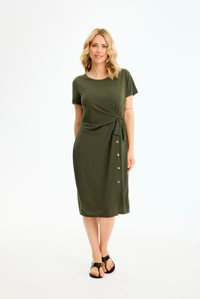 Elvia dress short sleeves ARMY - 17077 Thumbnail