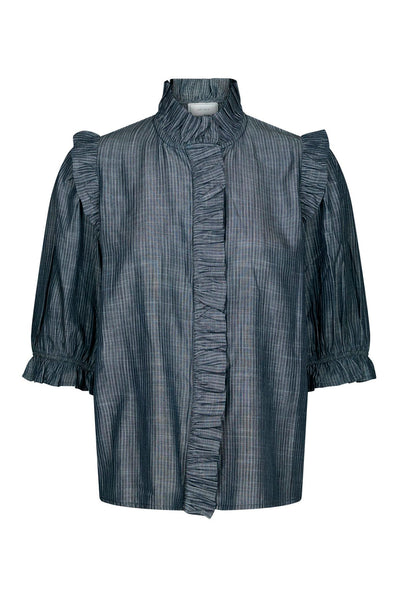 Chacha Chambray Stripe Blouse DARK BLUE - 169737 Thumbnail