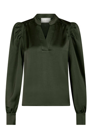 Rosslyn Heavy Sateen Blouse DEEP GREEN - 163769