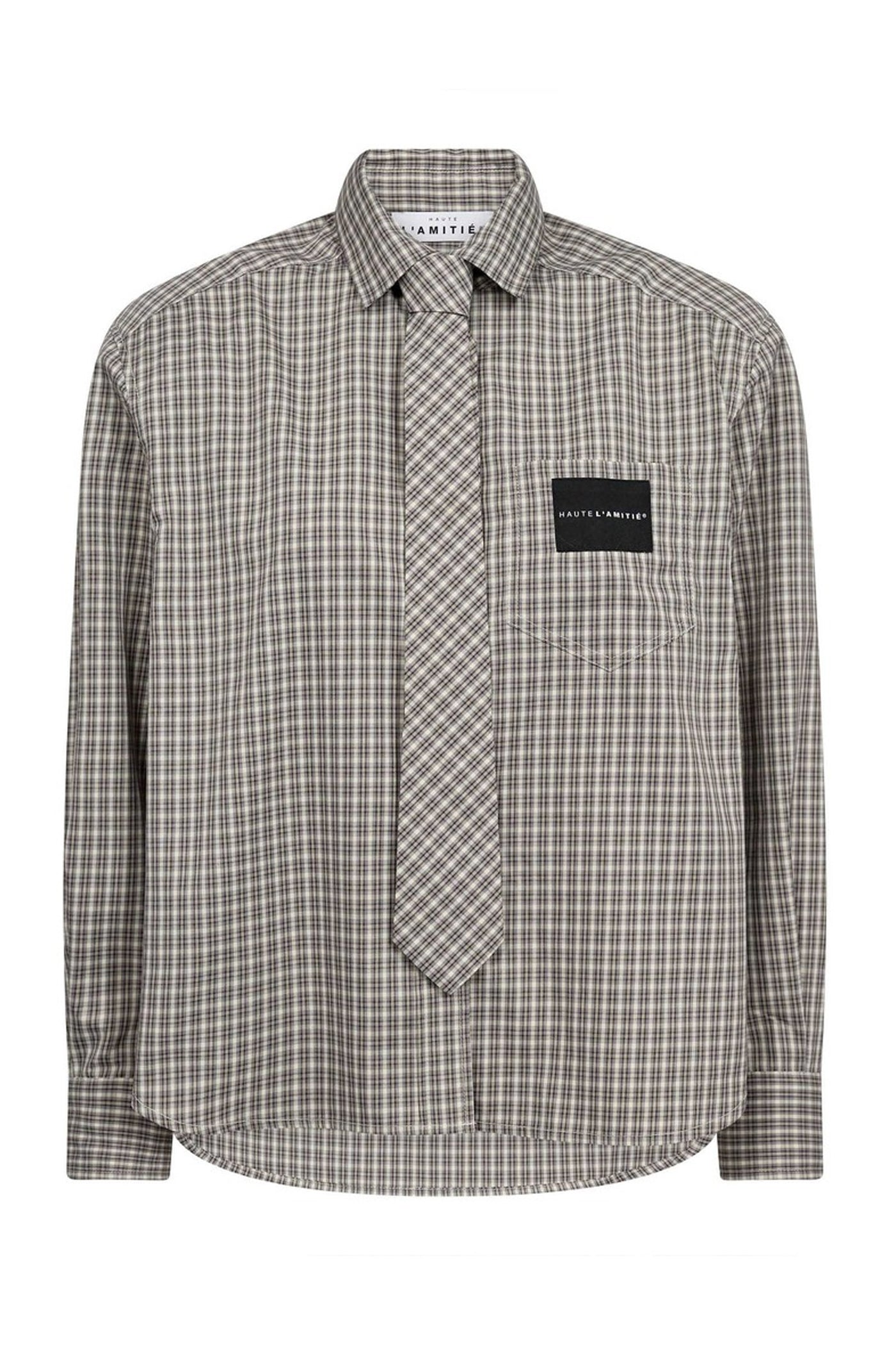 Chess Tie Shirt Beige - HL10721