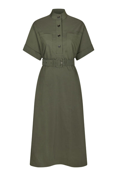 Cina Poplin Dress ARMY - 170039 Thumbnail