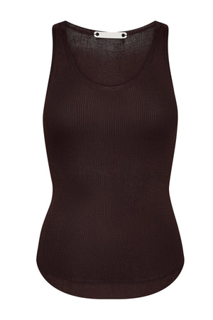 ClaireCC Rib Tank Top 145-Dark Brown - 42015