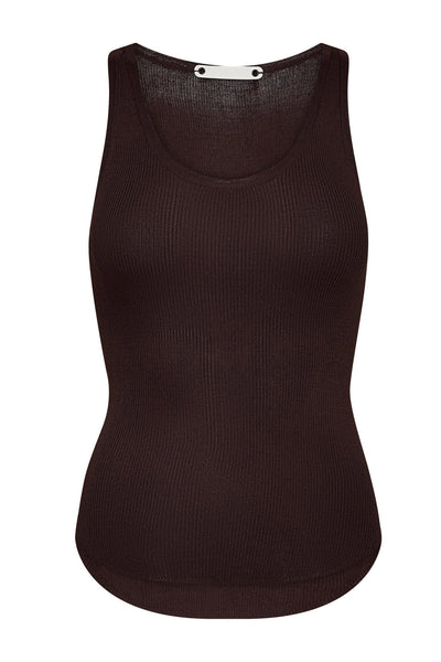 ClaireCC Rib Tank Top 145-Dark Brown - 42015 Thumbnail