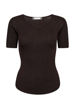ClaireCC Rib Tee 145-Dark Brown - 42016