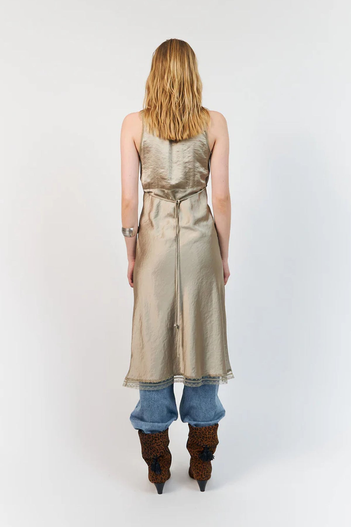 Clarill Midi Dress Sl Beige - 26252-3012