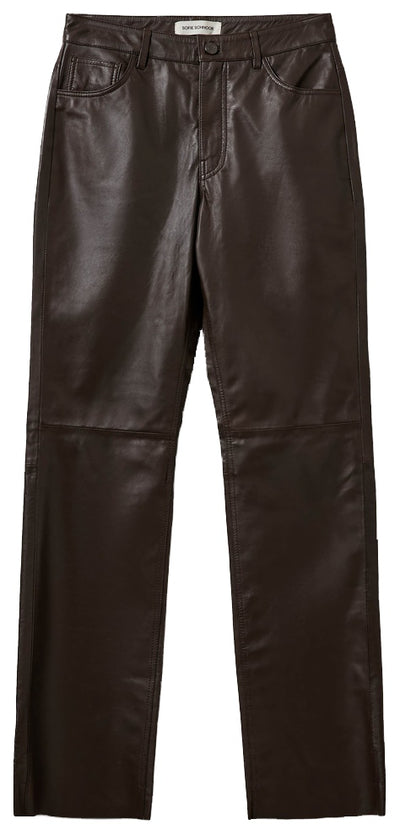 GATTISW LEATHER PANTS 7025 Dark brown - SNOS730 Thumbnail