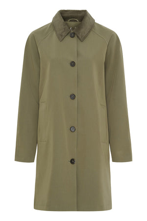 Coat w. Corduroy collar Dusty Olive - 40490