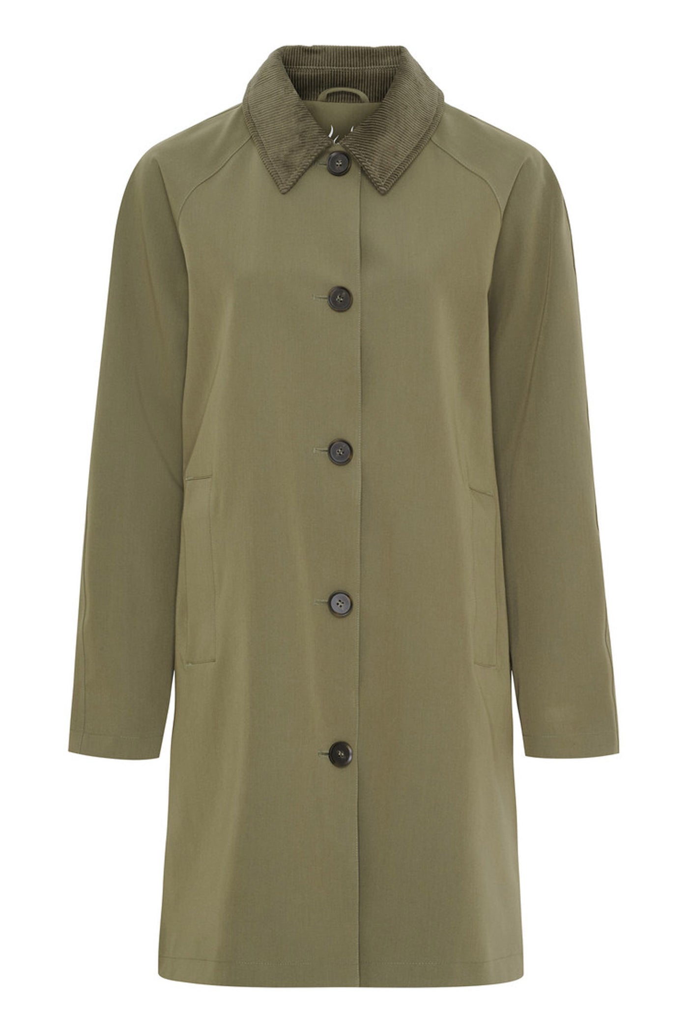 Coat w. Corduroy collar Dusty Olive - 40490