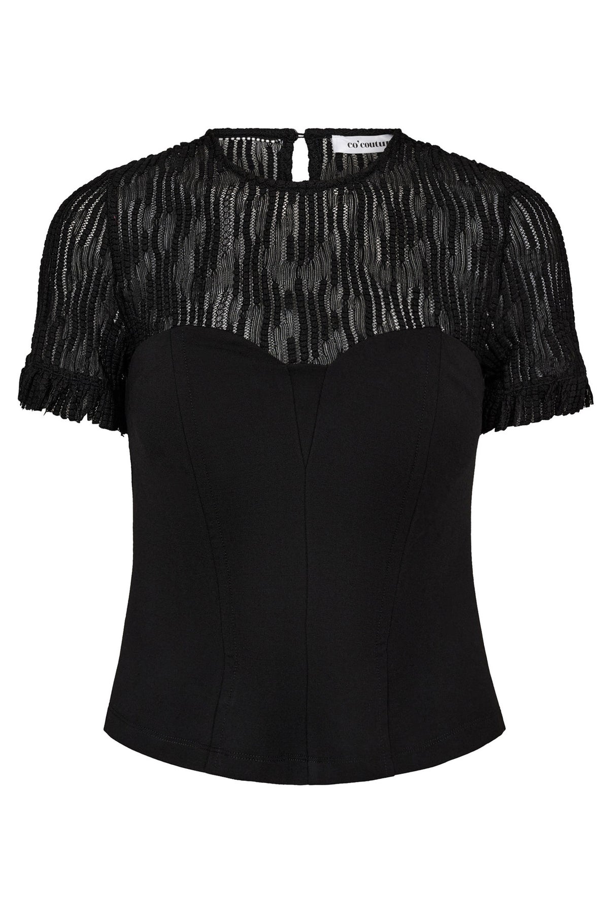 ColtonCC Lace Mix Top 96-Black - 35962