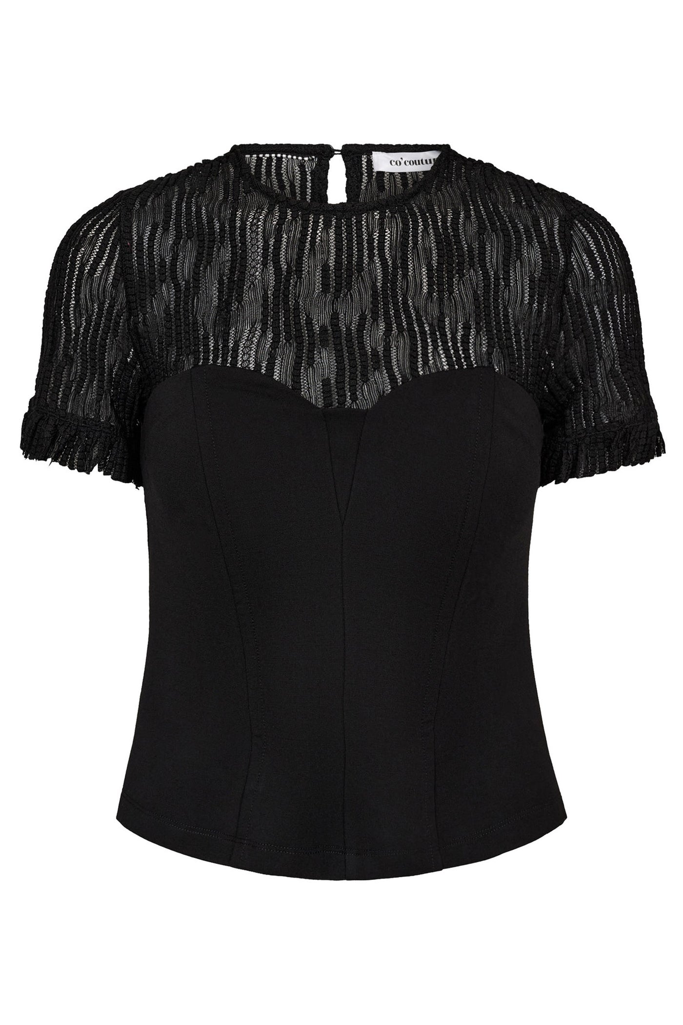 ColtonCC Lace Mix Top 96-Black - 35962