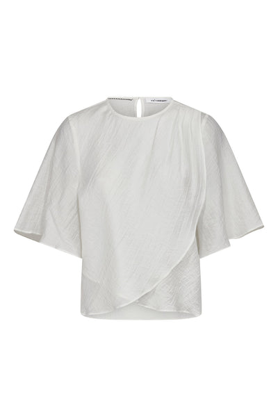 ConnyCC Drape SS Blouse 4000-White - 45093 Thumbnail