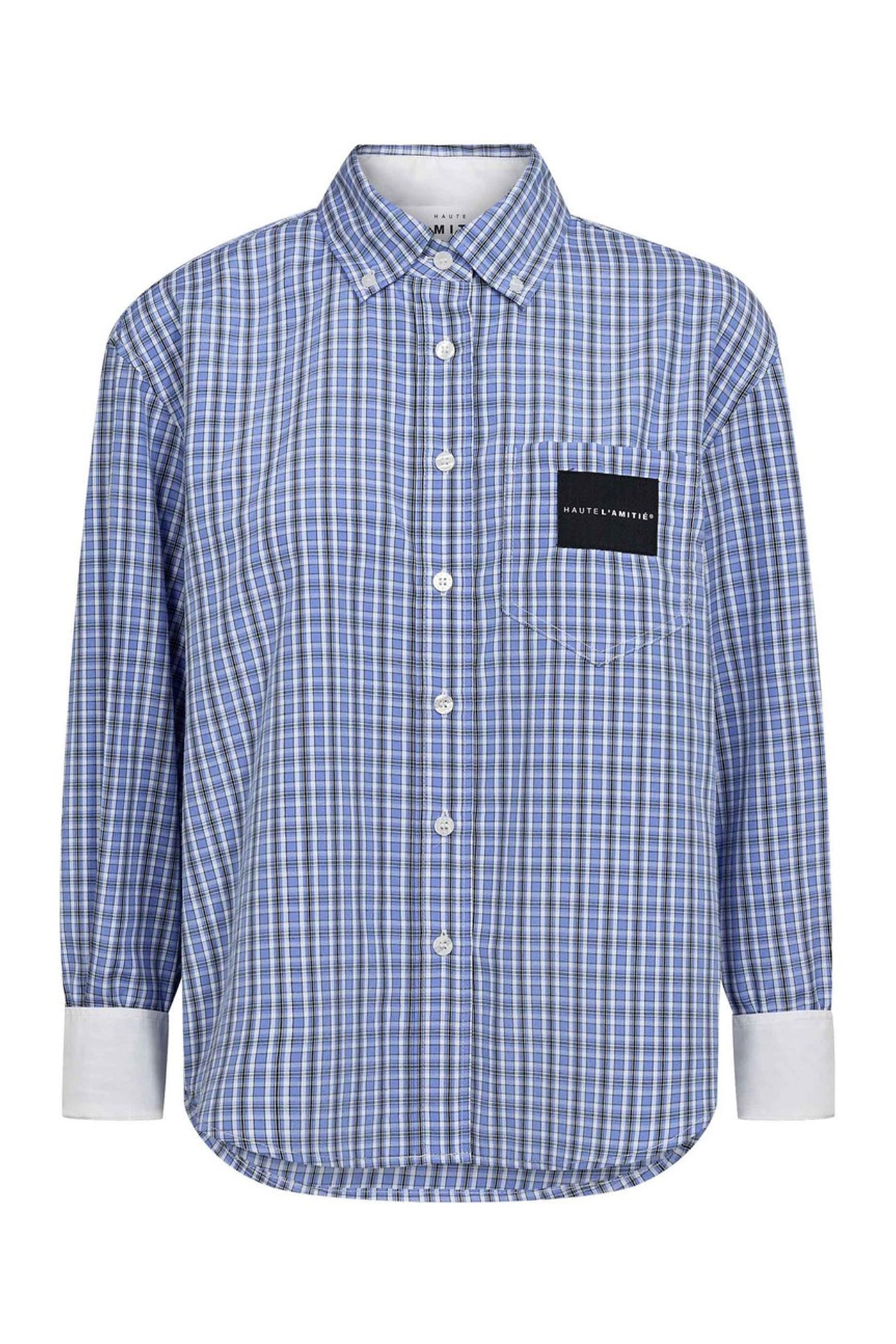 Contrast Color Check Shirt Blue - HL10814