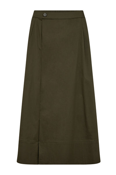 CottonCC Crisp Midi Skirt 7555-Army - 34151 Thumbnail