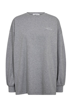 Crew Neck Ls Tee Grey Melange/ White Print - HL10420