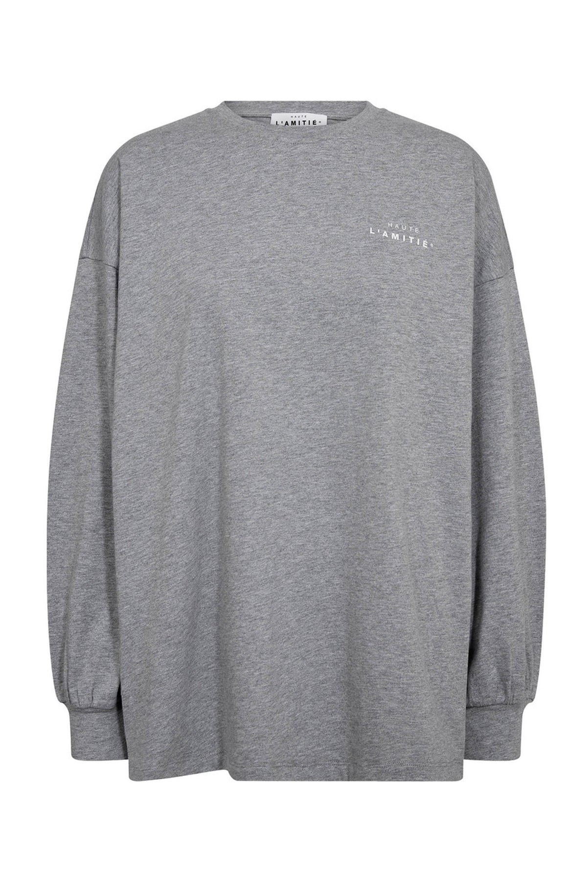 Crew Neck Ls Tee Grey Melange/ White Print - HL10420