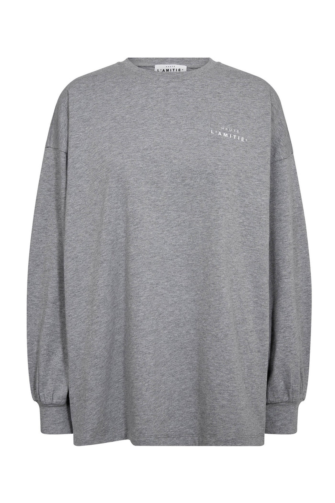 Crew Neck Ls Tee Grey Melange/ White Print - HL10420