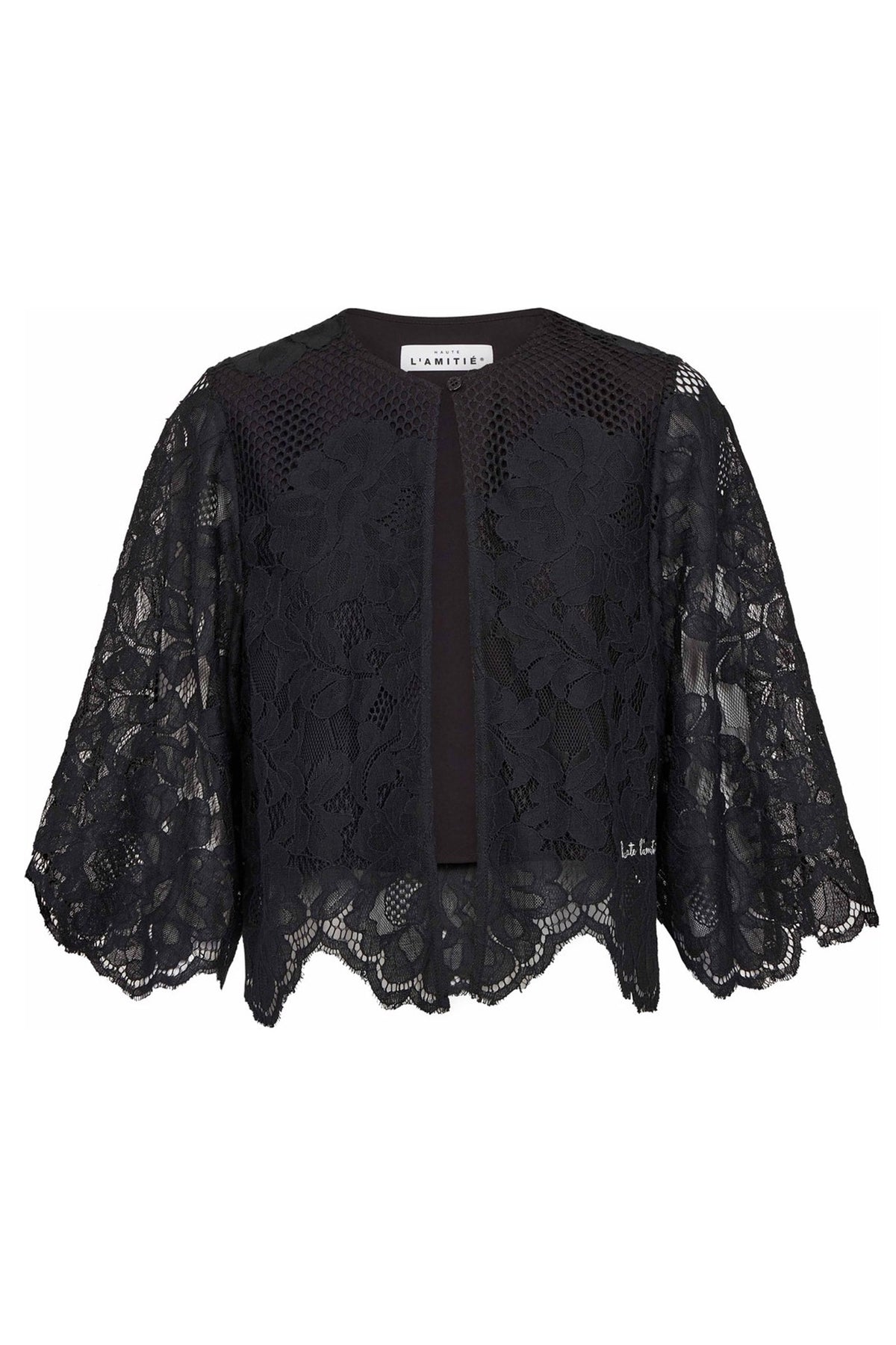 Curvey Lace Hem Bolero Black - HL10221