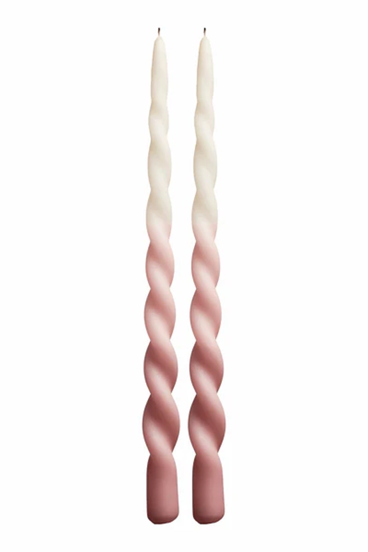 Paia Copenhagen Twist Candle - Æske med 2 - Dip-dye Rose
