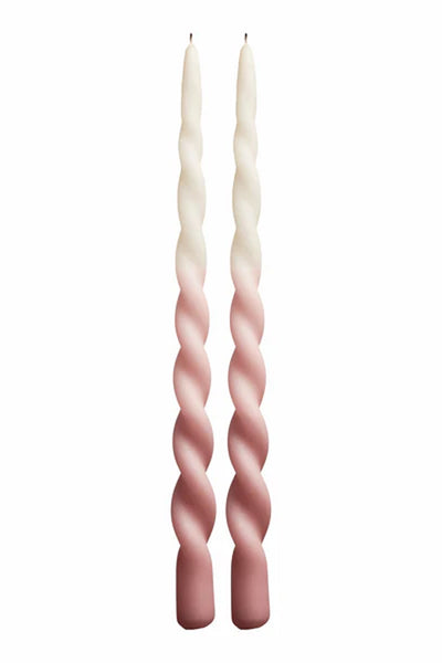 Paia Copenhagen Twist Candle - Æske med 2 - Dip-dye Rose Thumbnail