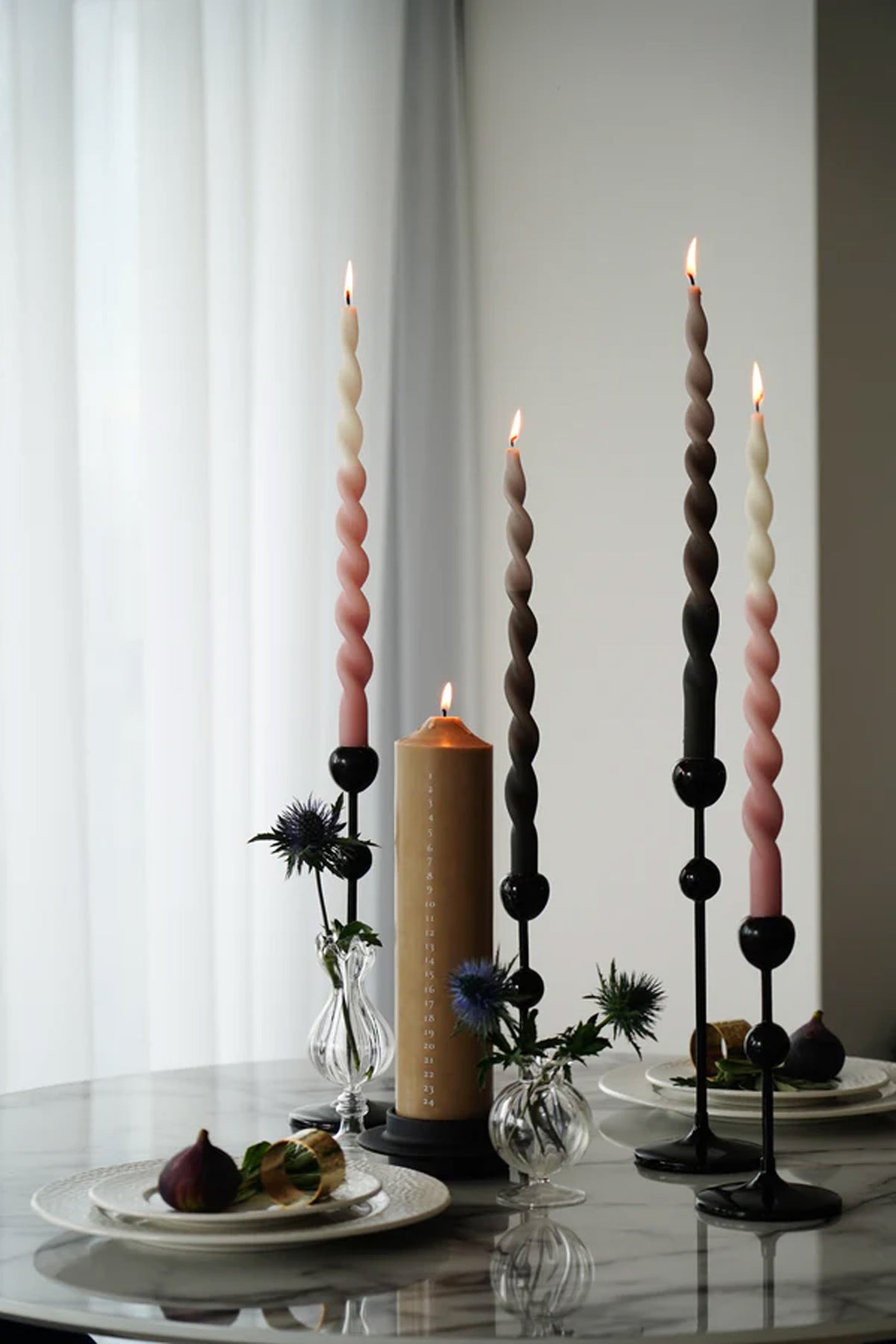 Paia Copenhagen Twist Candle - Æske med 2 - Dip-dye Rose