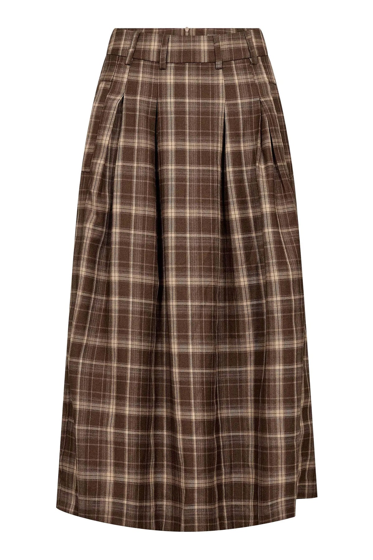 DagnyCC Anya Check Pleat Skirt 20002-Brown - 500071