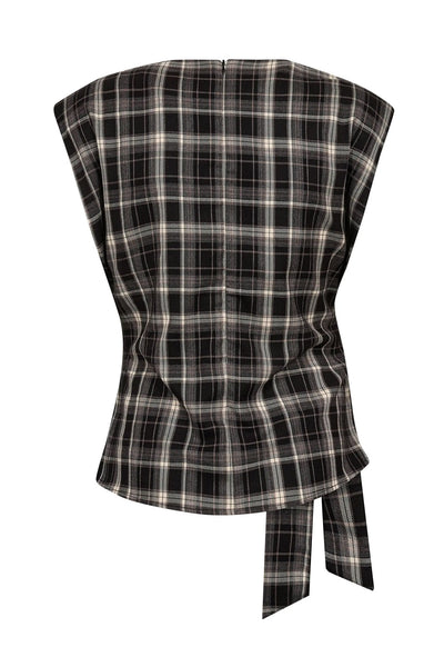 DagnyCC Check Pleat Top 65001-Black - 500070 Thumbnail