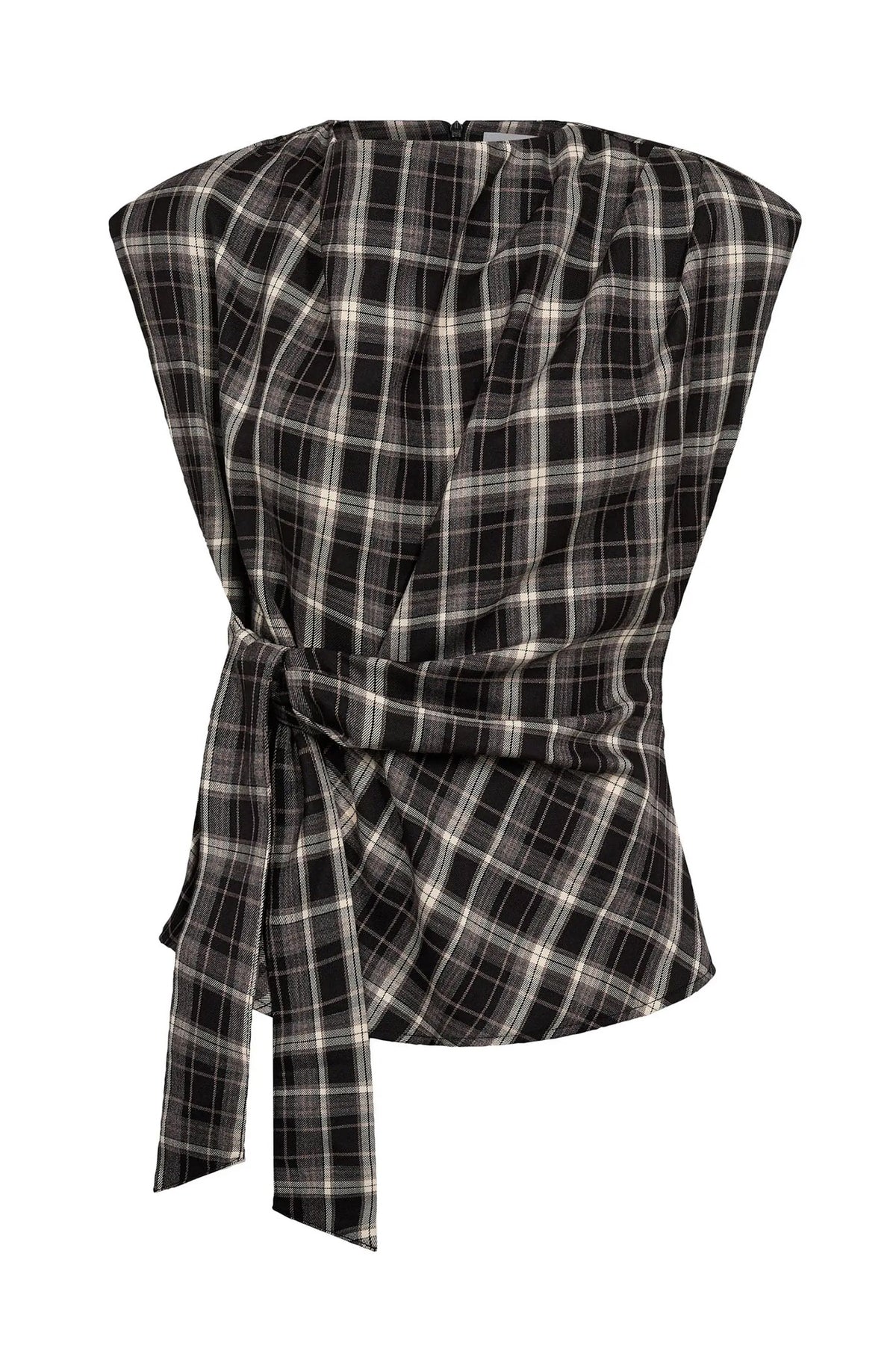 DagnyCC Check Pleat Top 65001-Black - 500070