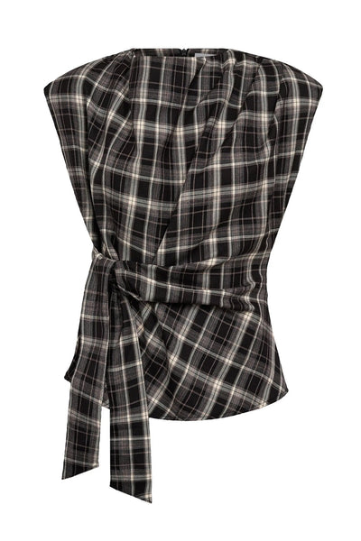 DagnyCC Check Pleat Top 65001-Black - 500070 Thumbnail