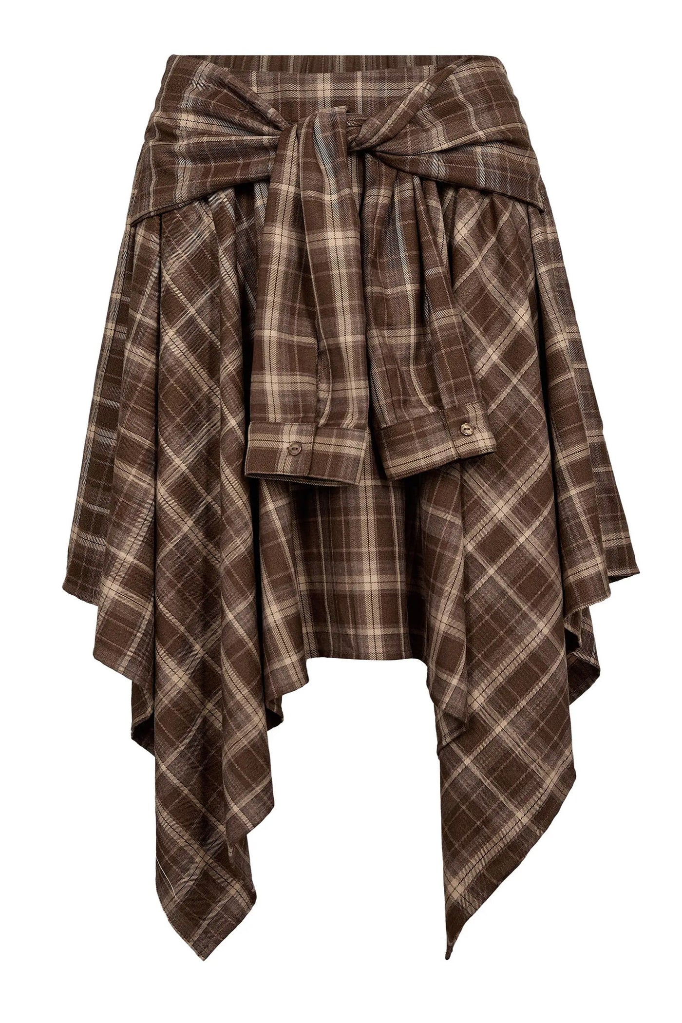 DagnyCC Check Tie Skirt 20002-Brown - 500069