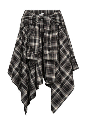 DagnyCC Check Tie Skirt 65001-Black - 500069