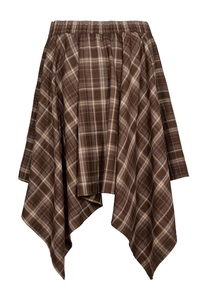 DagnyCC Check Tie Skirt 20002-Brown - 500069 Thumbnail