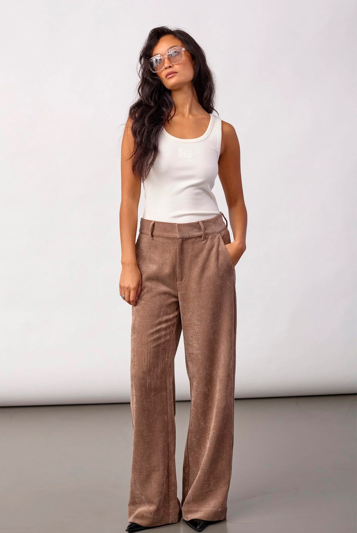 DaisyCC Cord Pant 20009-Walnut - 500574